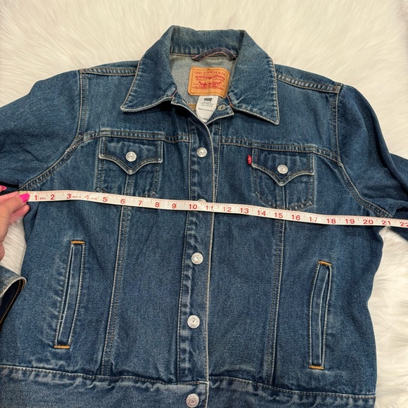 Levi’s vintage denim jean jacket medium dark wash snap buttons XL - Picture 11 of 16